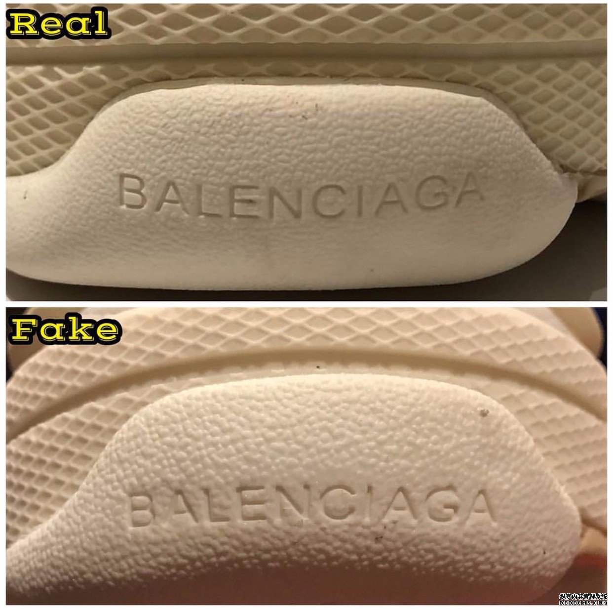 Comparison of authenticity and fakeness of Balenciaga dad shoes